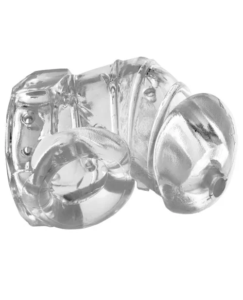 Master Series Male Sex Toys Master Series Detained 20 Restrictive Chastity Cage with Nubs Clear