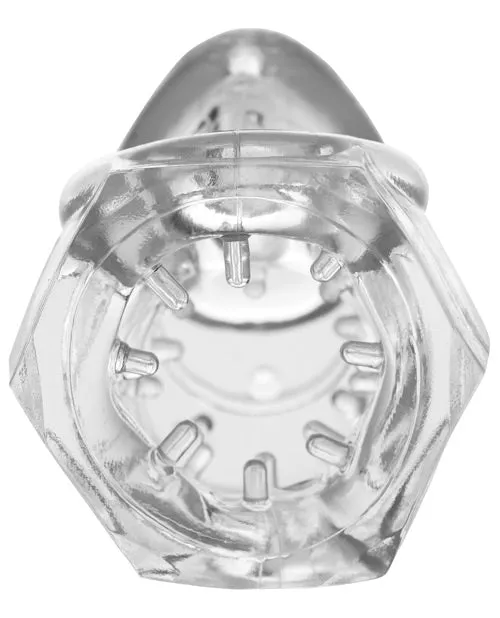 Master Series Male Sex Toys Master Series Detained 20 Restrictive Chastity Cage with Nubs Clear