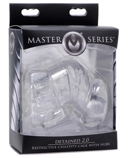 Master Series Male Sex Toys Master Series Detained 20 Restrictive Chastity Cage with Nubs Clear