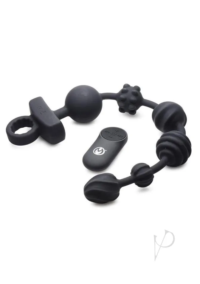 Master Series Male Sex Toys Master Series Vibrating Silicone Anal Beads with Remote Control Black