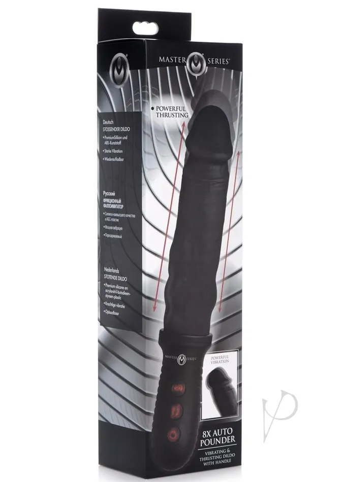 Master Series Master Series 8x Auto Pounder Rechargeable Silicone Vibrating and Thrusting Dildo with Handle 10in Black Female Sex Toys Master Series Master Series 8x Auto Pounder Rechargeable Silicone Vibrating and Thrusting Dildo with Handle 10in Black Female Sex Toys