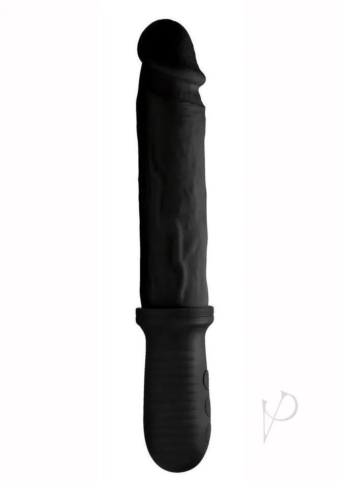 Master Series Master Series 8x Auto Pounder Rechargeable Silicone Vibrating and Thrusting Dildo with Handle 10in Black Female Sex Toys