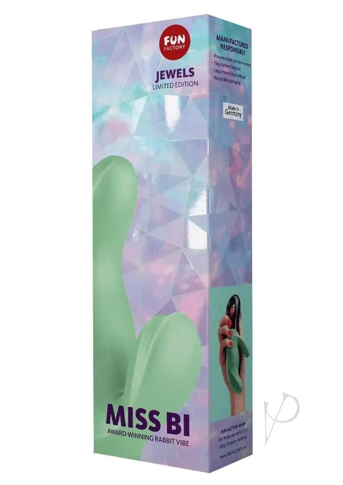 Miss Bi Silicone Rabbit Vibrator Jewels Limited Edition Jade Green Fun Factory Female Sex Toys Miss Bi Silicone Rabbit Vibrator Jewels Limited Edition Jade Green Fun Factory Female Sex Toys