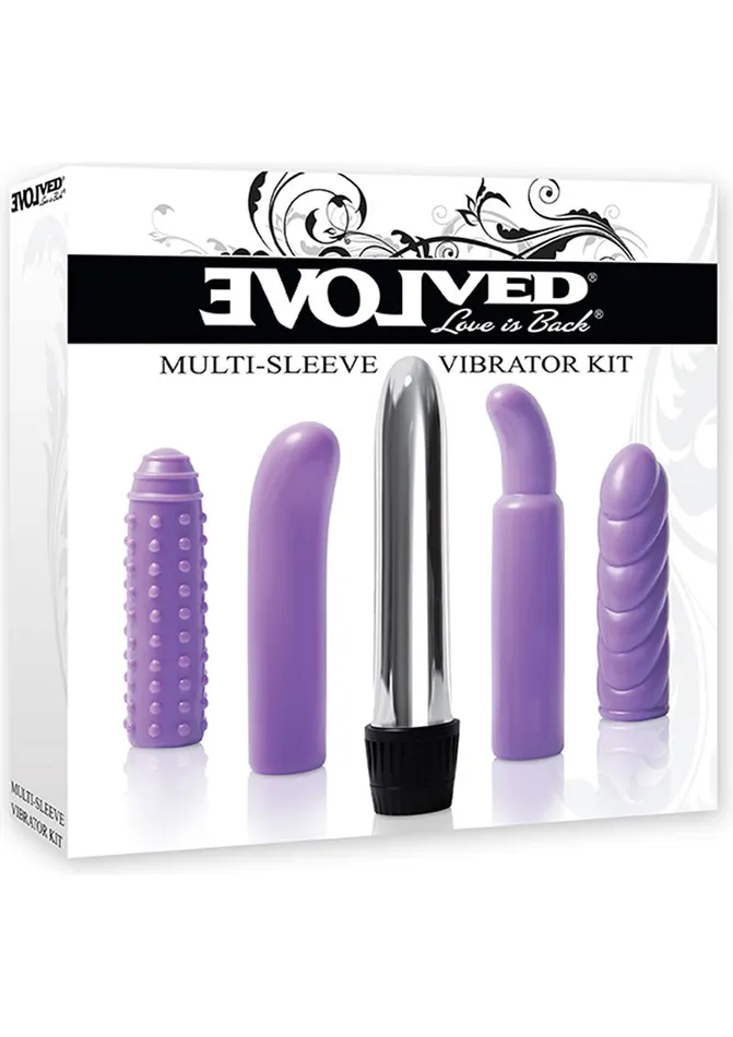Multi Sleeve Vibrator 4 piece kit Purple Evolved Vibrators