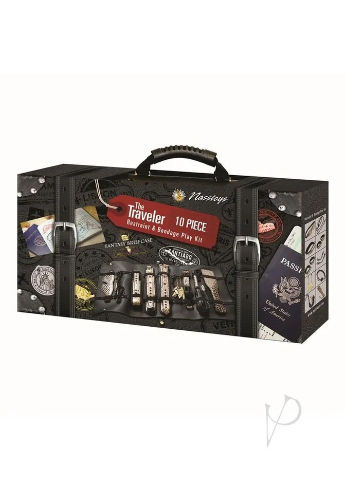 Nasstoys Anal The Traveler Restraint and Bondage Play Kit Set of 10 GoldBlack Nasstoys Anal The Traveler Restraint and Bondage Play Kit Set of 10 GoldBlack