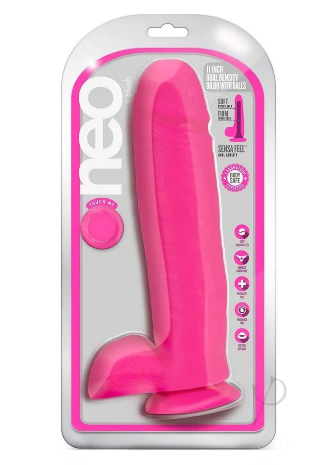 Neo Dildos Neo Dual Density Dildo 11in Neon Pink