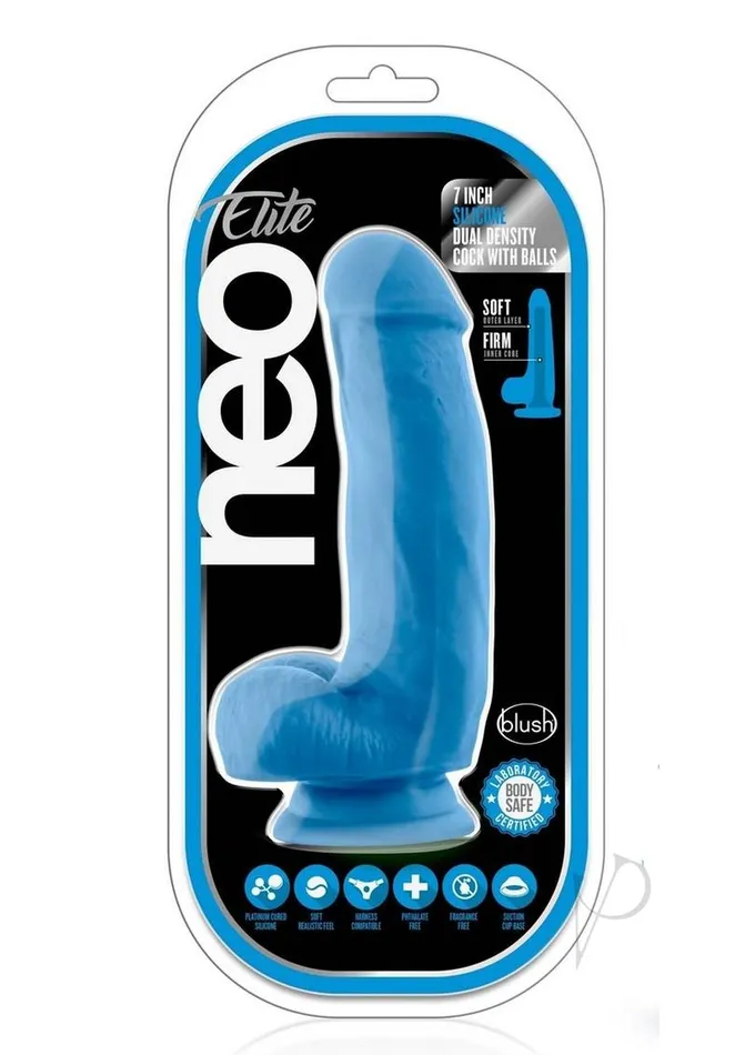 Neo Elite Female Sex Toys Neo Elite Silicone Dual Density Cock with Balls 75in Neon Blue Neo Elite Female Sex Toys Neo Elite Silicone Dual Density Cock with Balls 75in Neon Blue