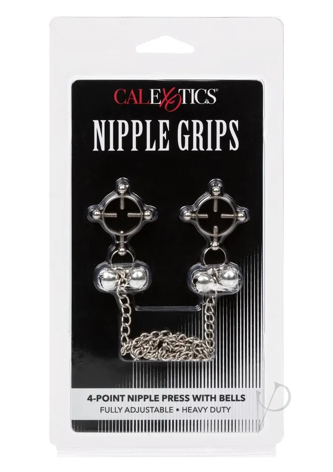 Nipple Grips 4Point Nipple Press with Bells Silver Nipple Grips Female Sex Toys Nipple Grips 4Point Nipple Press with Bells Silver Nipple Grips Female Sex Toys