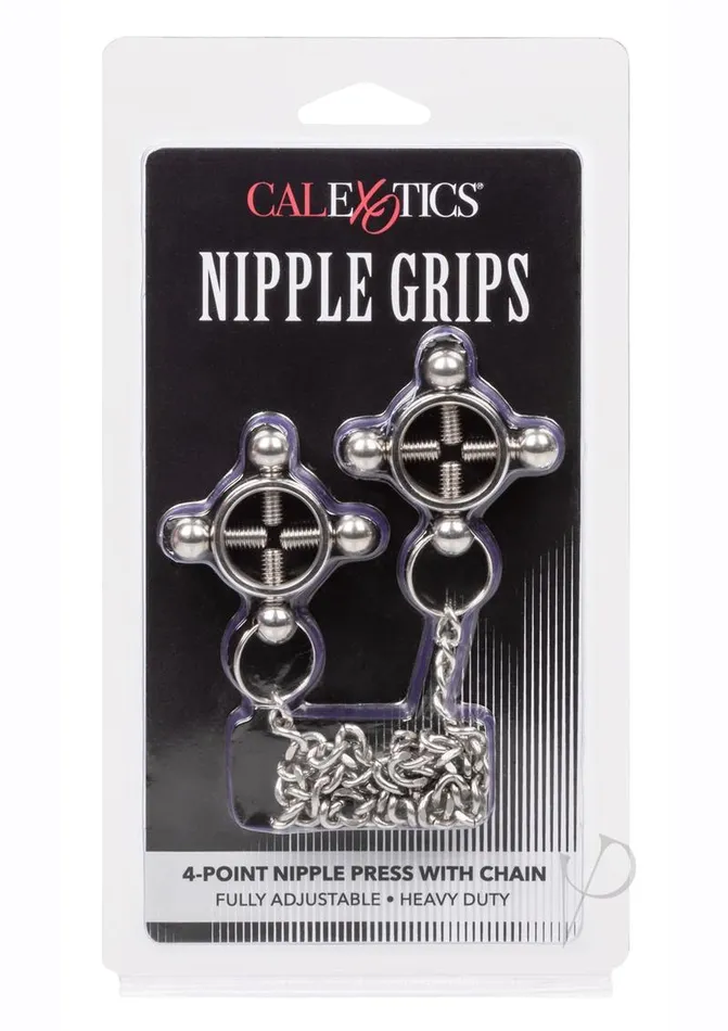 Nipple Grips 4Point Nipple Press with Chain Silver Nipple Grips Female Sex Toys Nipple Grips 4Point Nipple Press with Chain Silver Nipple Grips Female Sex Toys