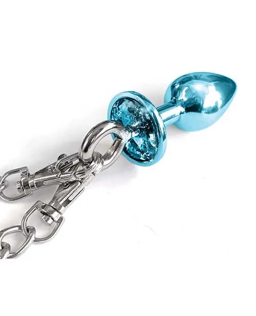 Nixie Anal Nixie Metal Butt Plug wInlaid Jewel Fur Cuff Set Blue Metallic Nixie Anal Nixie Metal Butt Plug wInlaid Jewel Fur Cuff Set Blue Metallic
