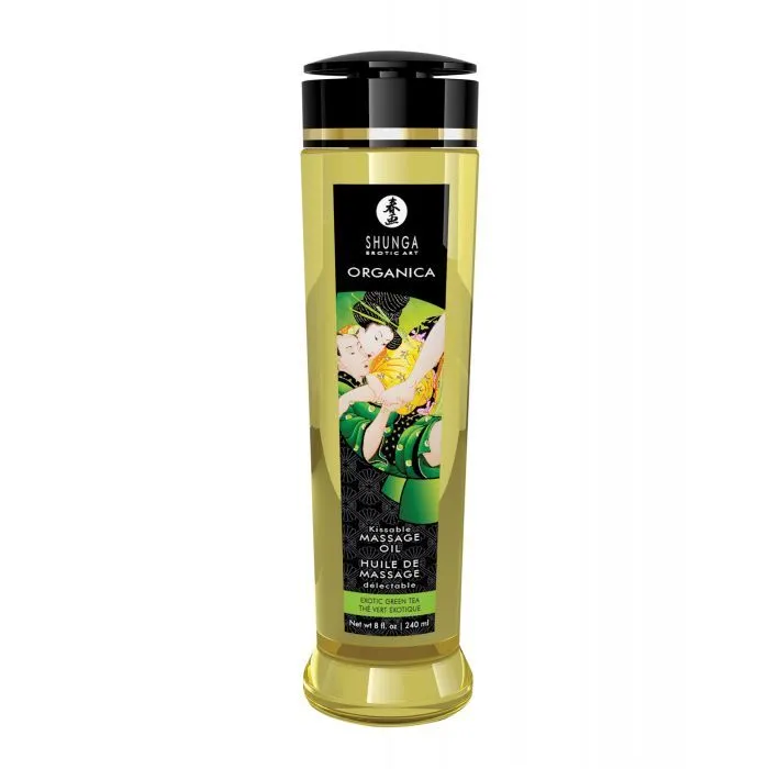 Organic Kissable Massage Oil 8 oz Exotic Green Tea Shunga Couples
