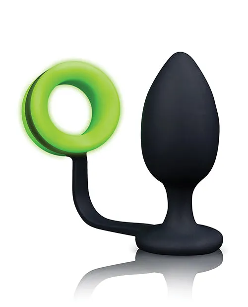 Ouch Butt Plug with Cock Ring Silicone Glow in the Dark Green Ouch Male Sex Toys