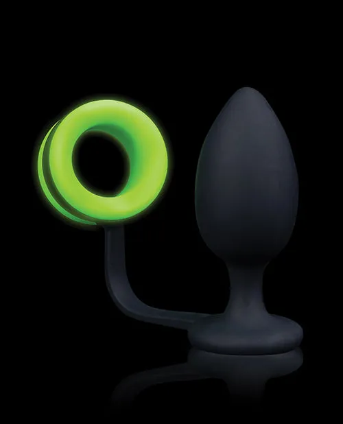 Ouch Butt Plug with Cock Ring Silicone Glow in the Dark Green Ouch Male Sex Toys
