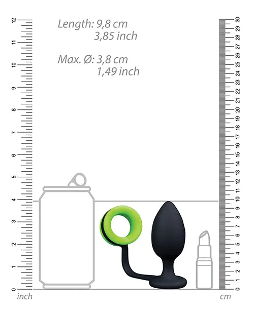 Ouch Butt Plug with Cock Ring Silicone Glow in the Dark Green Ouch Male Sex Toys