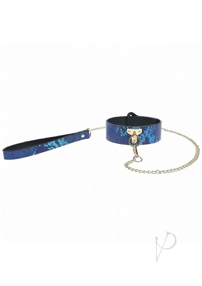 Ouch Vibrators Ouch Florence Collection Collar with Leash Blue