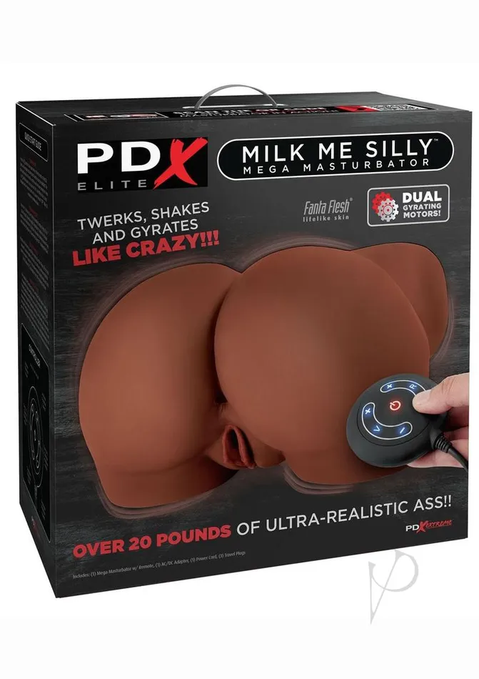 Pdx Elite Male Sex Toys PDX Elite Milk Me Silly Plug In Pussy and Ass Mega Masturbator with Remote Control Chocolate