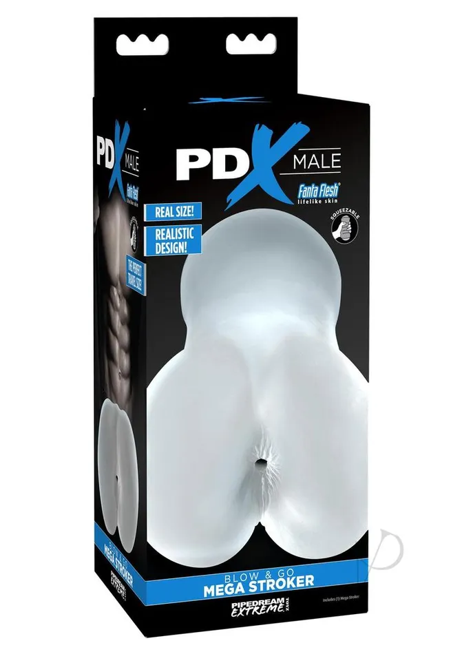 Pdx Male Male Sex Toys PDX Male Blow and Go Mega Stroker Anal Masturbator Clear