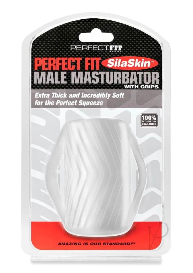 Perfect Fit Male Sex Toys Perfect Fit Male Masturbator with Grips SilaSkin Clear Perfect Fit Male Sex Toys Perfect Fit Male Masturbator with Grips SilaSkin Clear