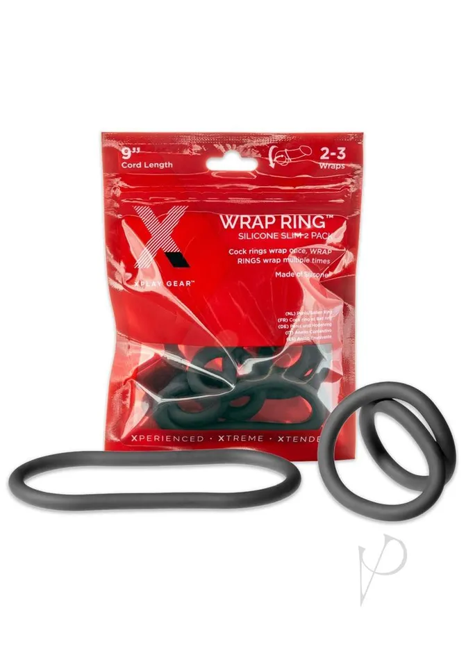 Perfect Fit The Xplay Wrap Ring Silicone Slim 9in 2 pack Black Anal