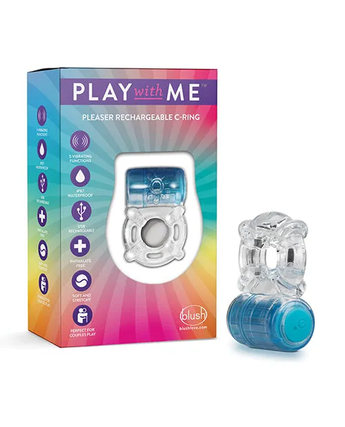 Play with Me Pleaser Rechargeable Cock Ring Blue Play With Me By Blush Couples