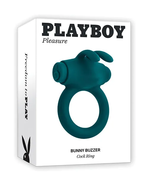 Playboy Bunny Buzzer Rechargeable Silicone Cock Ring Teal Playboy Male Sex Toys