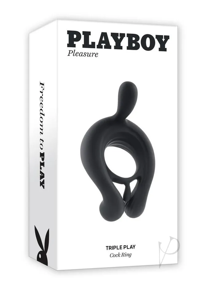 Playboy Playboy Triple Play Rechargeable Silicone Cock Ring with Remote Control Black Couples Playboy Playboy Triple Play Rechargeable Silicone Cock Ring with Remote Control Black Couples