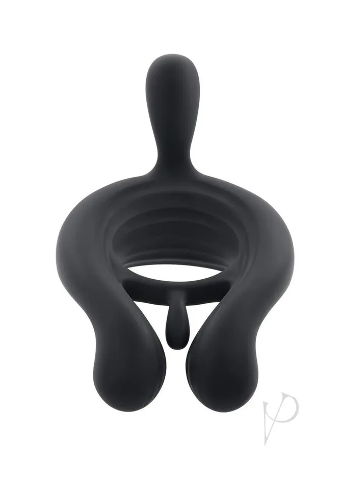 Playboy Playboy Triple Play Rechargeable Silicone Cock Ring with Remote Control Black Couples