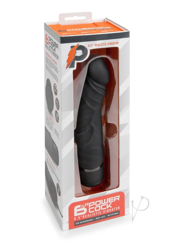 Powercocks Powercocks Silicone Rechargeable Realistic Vibrator 65in Black Female Sex Toys Powercocks Powercocks Silicone Rechargeable Realistic Vibrator 65in Black Female Sex Toys
