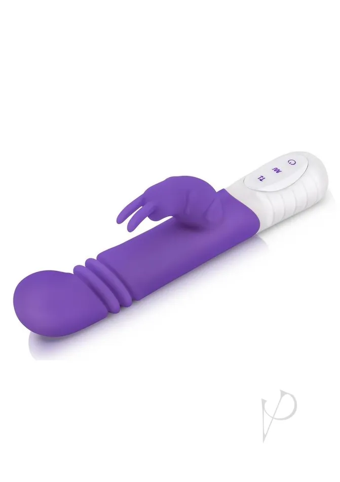 Rabbit Essentials Rabbit Essentials Silicone Rechargeable Slim Shaft Thrusting GSpot Rabbit Vibrator Purple Vibrators Rabbit Essentials Rabbit Essentials Silicone Rechargeable Slim Shaft Thrusting GSpot Rabbit Vibrator Purple Vibrators