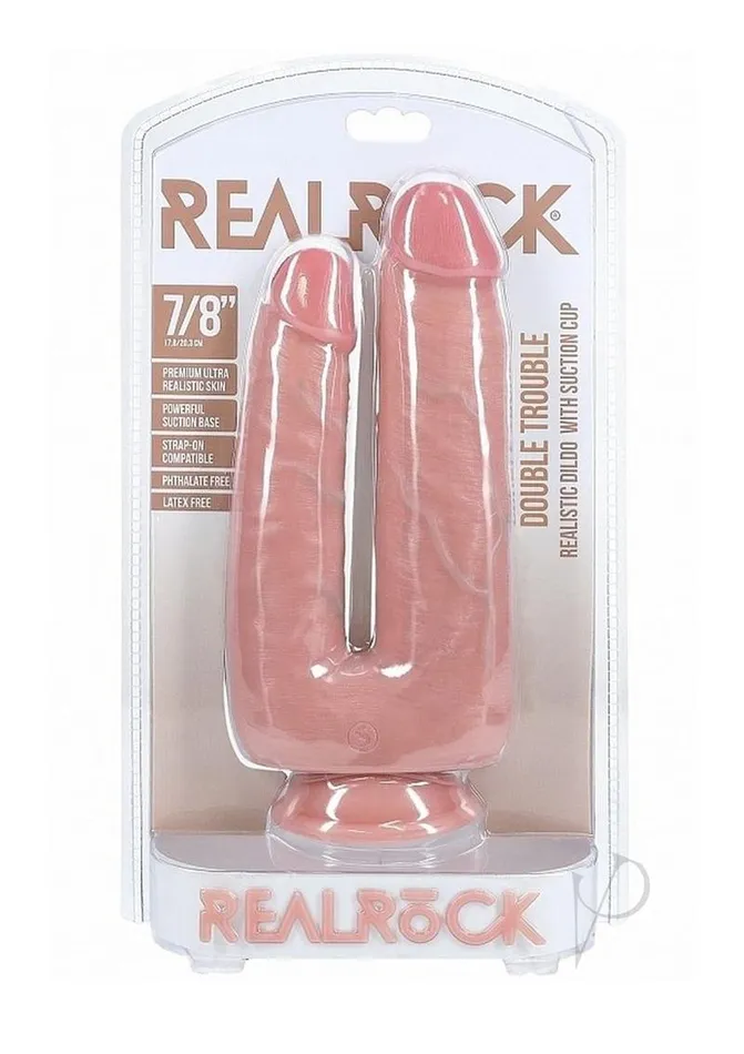 Real Rock Dildos RealRock Ultra Realistic Skin Double Trouble 7in8in Vanilla Real Rock Dildos RealRock Ultra Realistic Skin Double Trouble 7in8in Vanilla