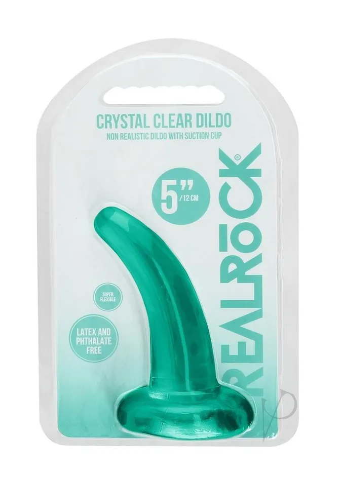 Real Rock Female Sex Toys RealRock Crystal Clear Dildo with Suction Cup 5in