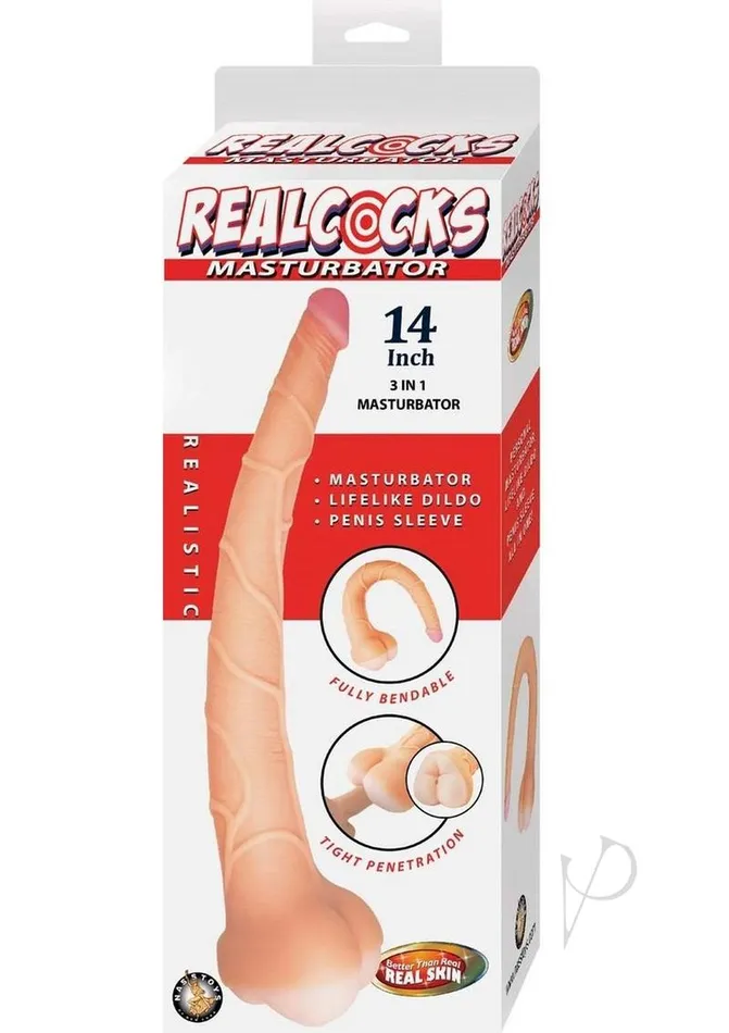 Realcocks 3 in 1 Masturbator 14in Vanilla Realcocks Male Sex Toys