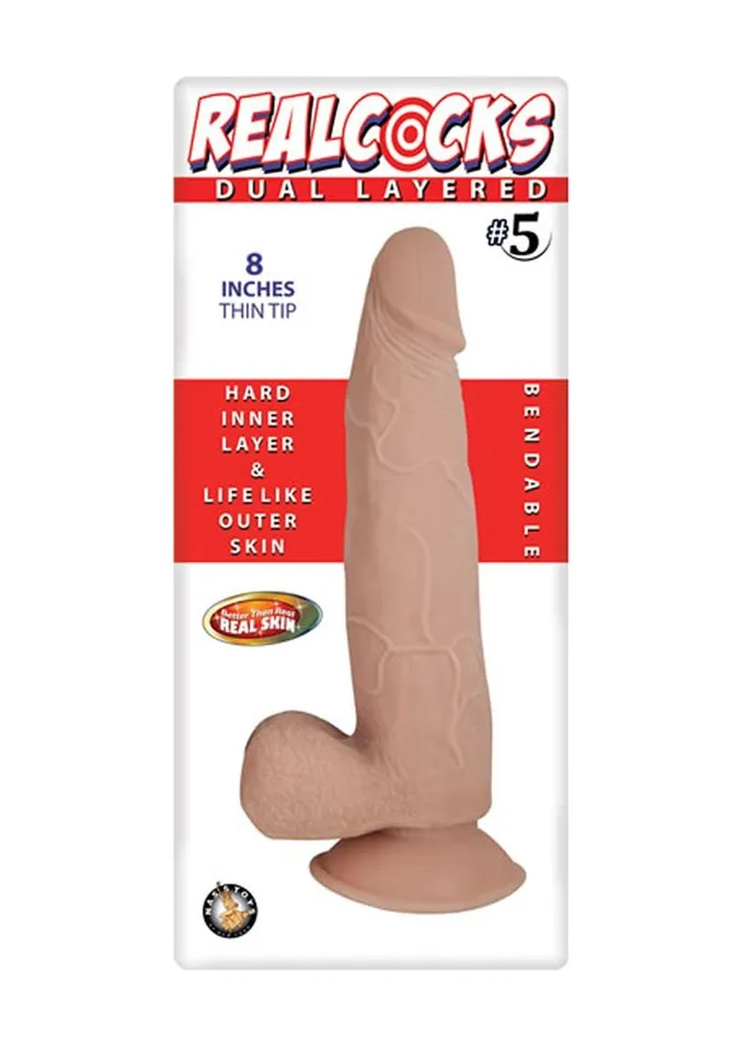 Realcocks Dildos Realcocks Dual Layered 5 Bendable Dildo Thin Tip 8in Vanilla Realcocks Dildos Realcocks Dual Layered 5 Bendable Dildo Thin Tip 8in Vanilla