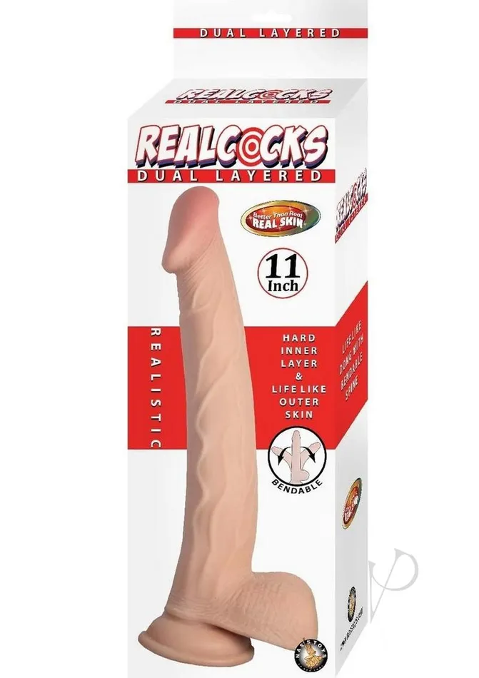 Realcocks Dual Layered Bendable Dildo 11in Vanilla Realcocks Dildos