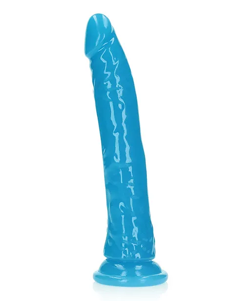 Realrock Dildos Shots RealRock 9 Slim Dildo Glow in the Dark Neon Blue