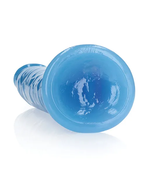 Realrock Dildos Shots RealRock 9 Slim Dildo Glow in the Dark Neon Blue