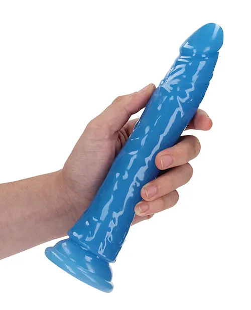Realrock Dildos Shots RealRock 9 Slim Dildo Glow in the Dark Neon Blue