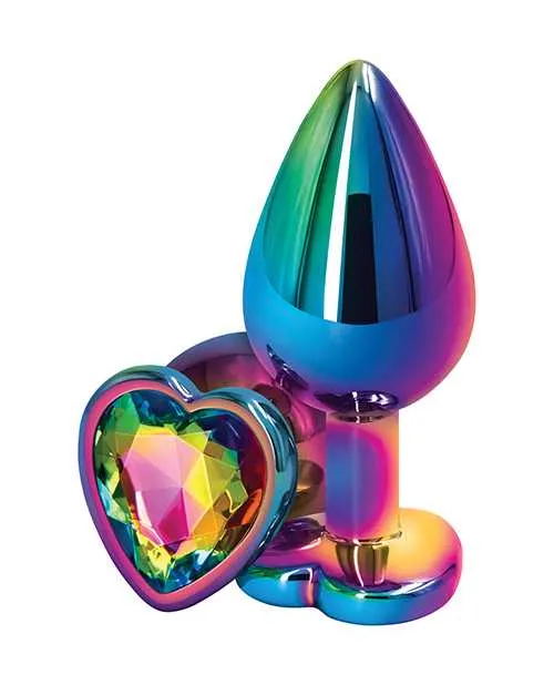 Rear Assets Anal Rear Assets Multicolor Heart Anal Plug Medium Rainbow