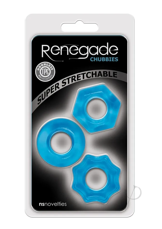 Renegade Anal Renegade Chubbies Super Stretchable Cock Rings Set of 3 Blue