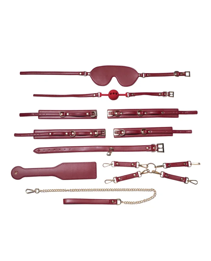 Restraints Honey Play Box Red Passion Vegan Leather Bondage Kit Red 8 pc Set Restraints Honey Play Box Red Passion Vegan Leather Bondage Kit Red 8 pc Set