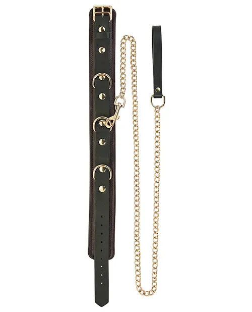 Restraints Spartacus Spartacus Collar Leash Brown Leather wGold Accent Hardware