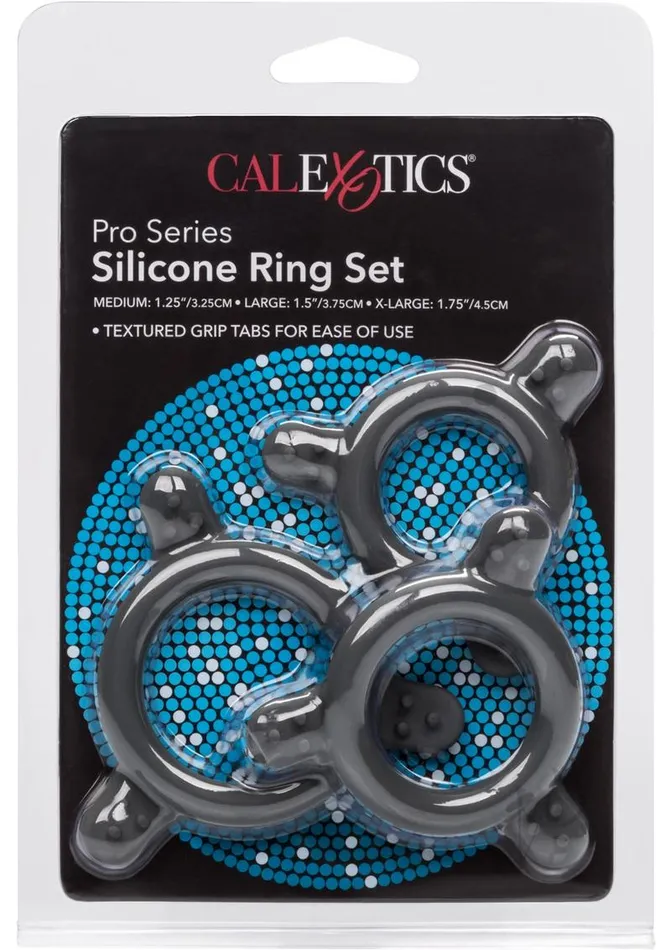 Rings Male Sex Toys Pro Series Silicone Cock Ring Set 3 Piece Set Black