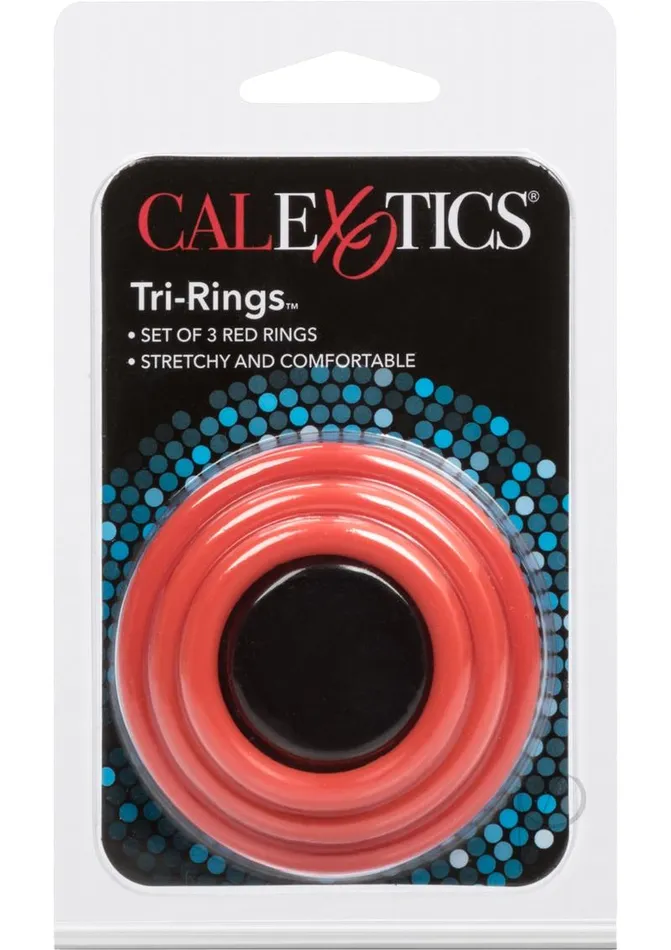 Rings Male Sex Toys Tri Rings Cock Ring Set 3 Piece Set Red