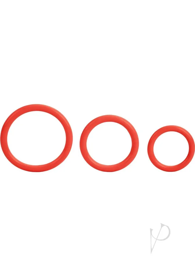 Rings Male Sex Toys Tri Rings Cock Ring Set 3 Piece Set Red