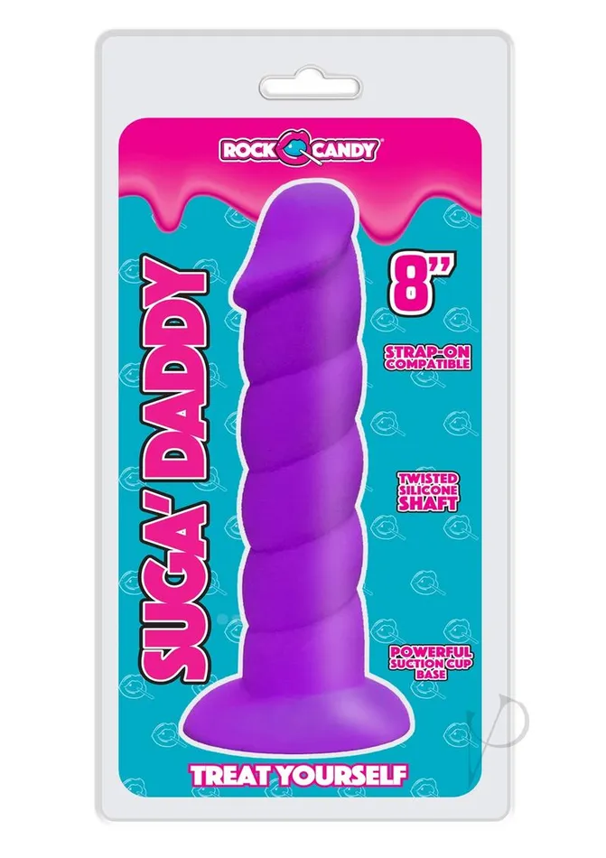 Rock Candy Toys Dildos Suga Daddy Silicone Dildo 8in Purple