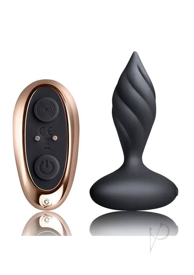 Rocks Off Male Sex Toys Desire Rechargeable Silicone Anal Plug with Remote Control BlackRose Gold