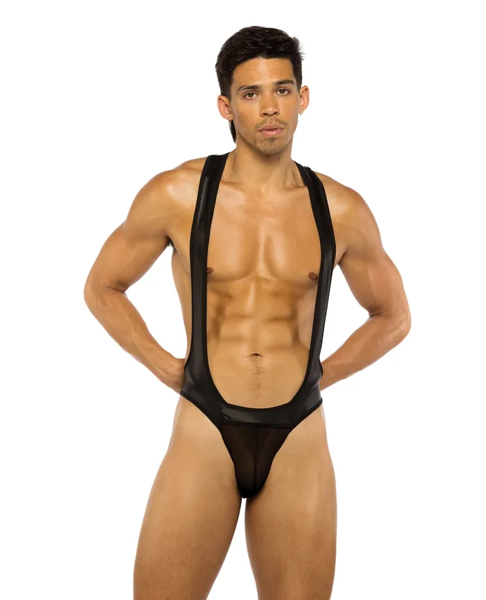 Roma Confidential Anal Mens Wrestling Jockstrap Singlet Black SM