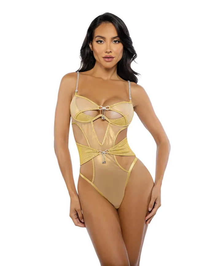 Roma Confidential Vibrators Gilded Beauty Metallic Shimmer Mesh Teddy wRhinestone Accents Gold SM Roma Confidential Vibrators Gilded Beauty Metallic Shimmer Mesh Teddy wRhinestone Accents Gold SM