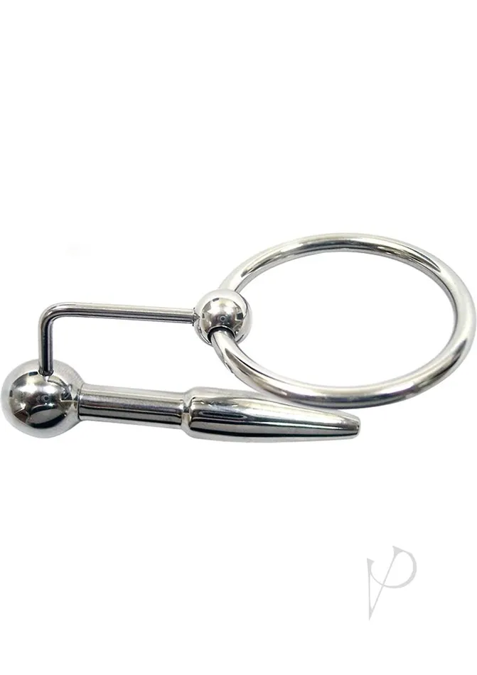 Rouge Male Sex Toys Rouge Urethral Stainless Steel Probe and Cock Ring Silver Rouge Male Sex Toys Rouge Urethral Stainless Steel Probe and Cock Ring Silver