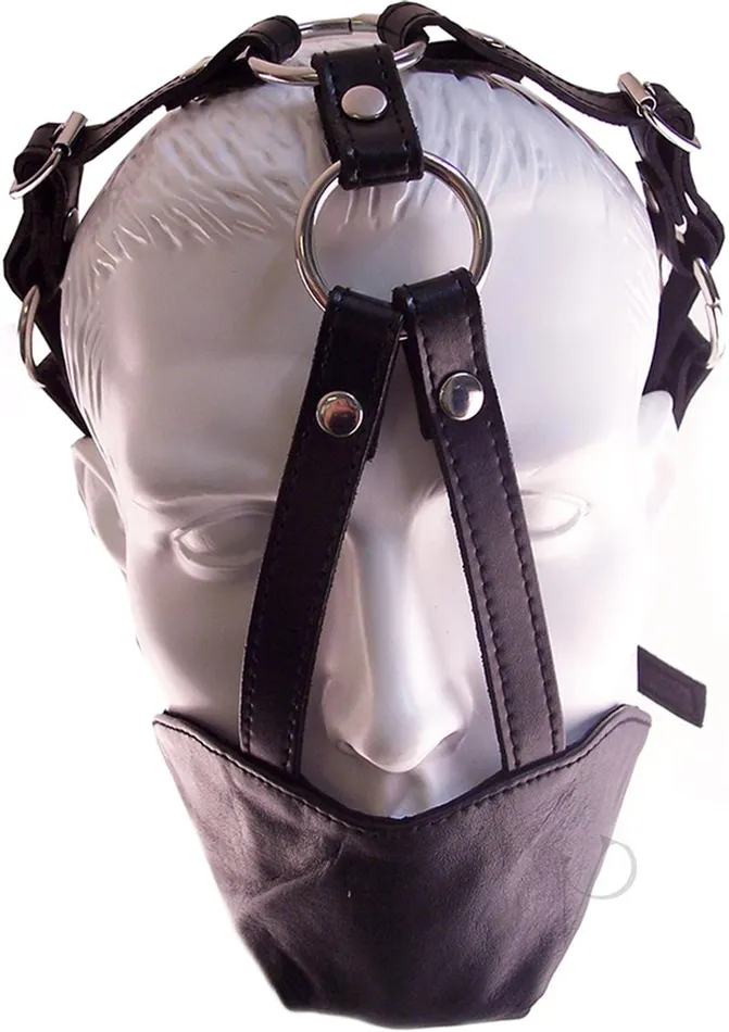 Rouge Restraints Rouge Leather Adjustable Mouth Chin Gag Black